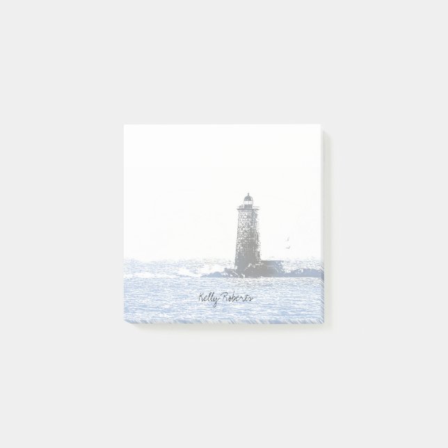 Küstliches Leuchtturm- & Atlantischer Ozean-Nautik Post-it Klebezettel (Vorderseite)