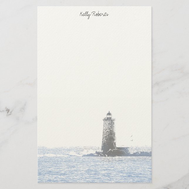 Küstliches Leuchtturm- & Atlantischer Ozean-Nautis Briefpapier (Vorderseite)
