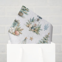 Küstliches Weihnachts-Wasserfarben-Nautisches-Fest Seidenpapier