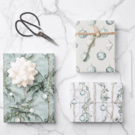 Küstliches Weihnachts-Wasserfarben-Palmen & Musche Geschenkpapier Set