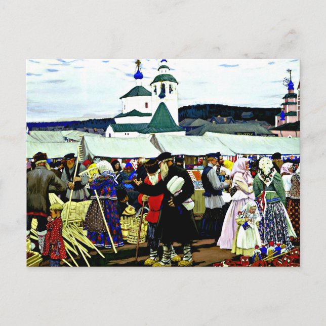 Kustodiev - auf der Messe Postkarte (Vorderseite)