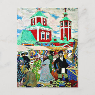 Kustodiev - auf der Messe Postkarte