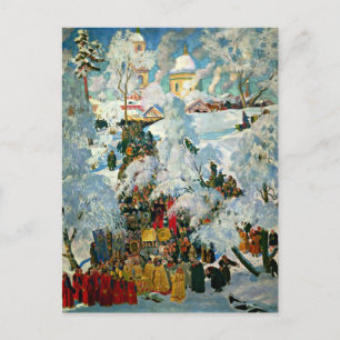 Kustodiev - Die Weihe des Wassers Postkarte