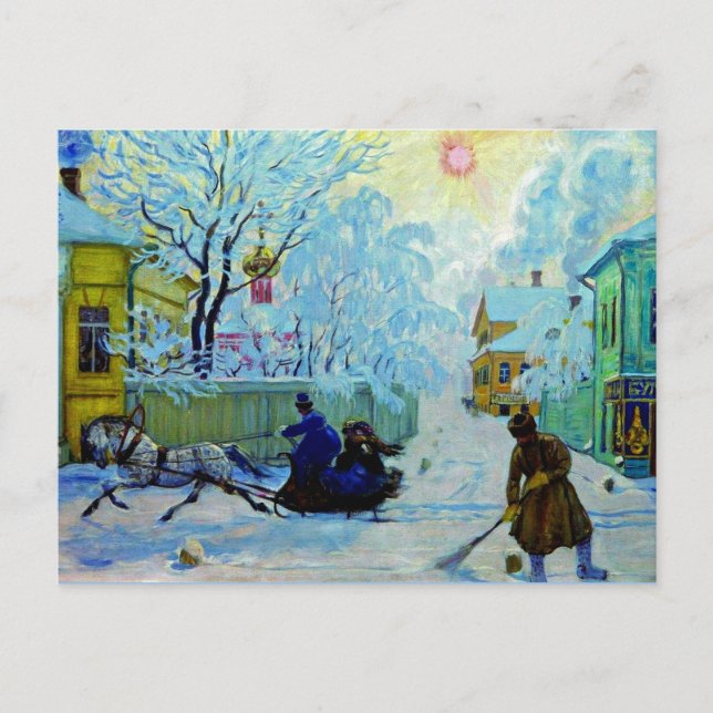 Kustodiev - Frosty Morning Postkarte (Vorderseite)