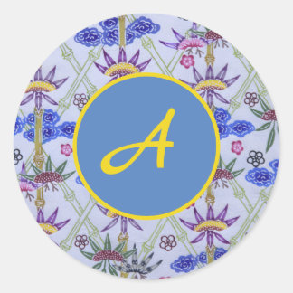 KUSTOM ERSTE RUNDSTÜCKE MIT BLUE FLOWERKEN RUNDER AUFKLEBER