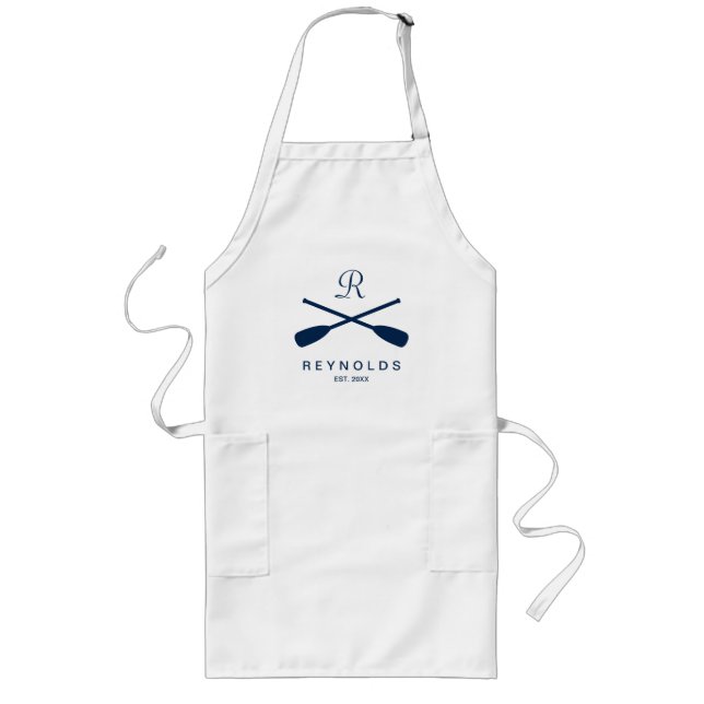 Kustom nautical rowing oars monogram kitchen apron lange schürze (Vorne)