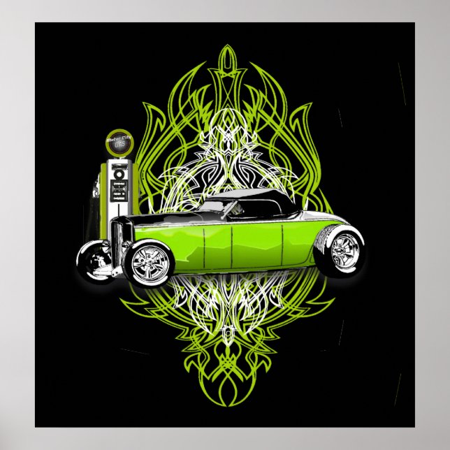 Kustom Striping und eine 32 auf Black Poster (Vorne)