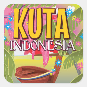 Kuta Indonesien Reiseplakat Quadratischer Aufkleber
