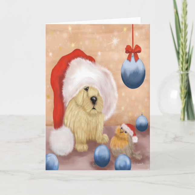 Kutanzüberladung - Welpe und Vögel - Grußkarte Feiertagskarte (Vorderseite)