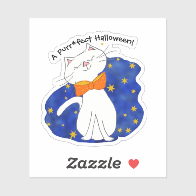 Kute Kitty Cat Starry Night Halloween Aufkleber (Blatt)