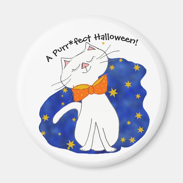 Kute Kitty Cat Starry Night Halloween Magnet (Vorne)