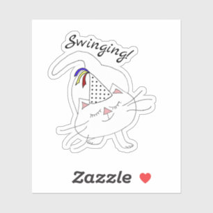 Kute Kitty Party White Cat Aufkleber