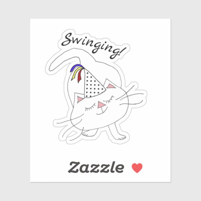 Kute Kitty Party White Cat Aufkleber (Blatt)