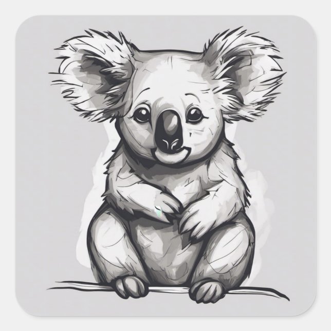 Kute Koala Quadratischer Aufkleber (Vorderseite)