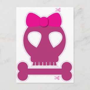 KUTOUT! Rosa Schädelmädchen Postkarte