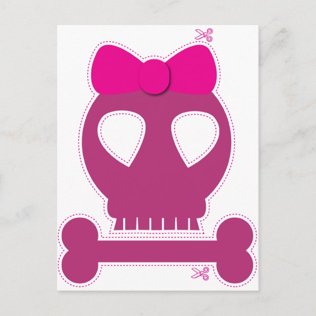 KUTOUT! Rosa Schädelmädchen Postkarte (Vorderseite)