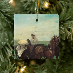 Kutsche bei den Rennen von Edgar Degas, Vintage Ar Keramikornament