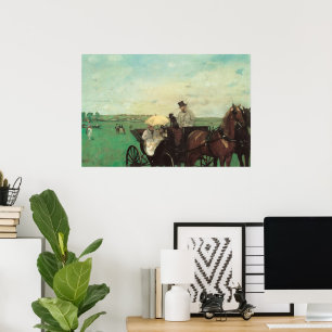 Kutsche bei den Rennen von Edgar Degas, Vintage-Ku Poster