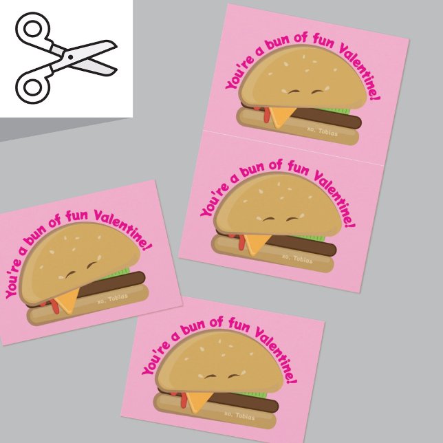 Kuttable Cheeseburger Kid's Valentine Day Card Dankeskarte (Von Creator hochgeladen)