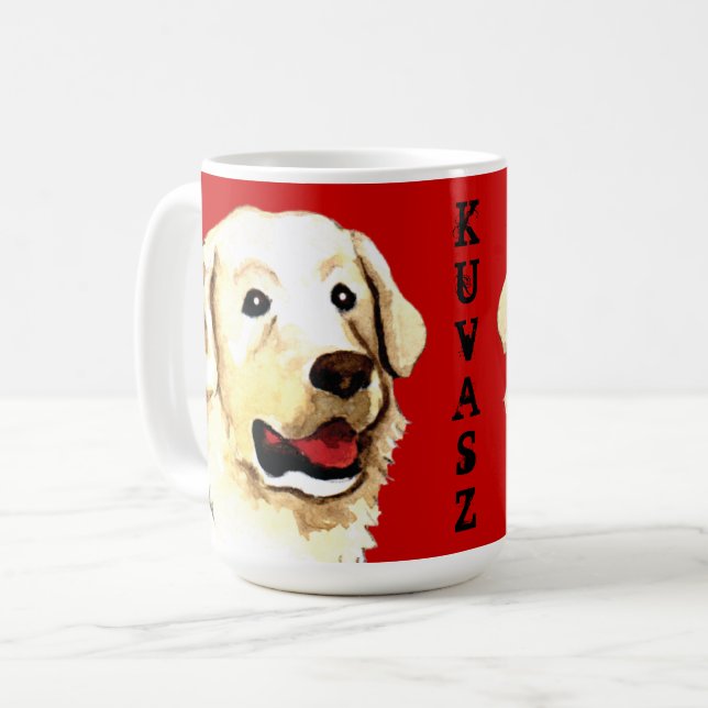 Kuvasz Farbblock Kaffeetasse (Vorderseite Links)