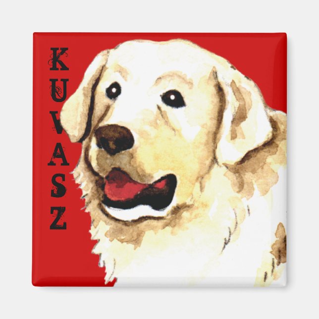Kuvasz Farbblock Magnet (Vorne)