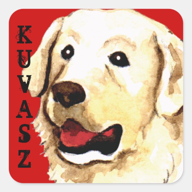Kuvasz Farbblock Quadratischer Aufkleber (Vorderseite)