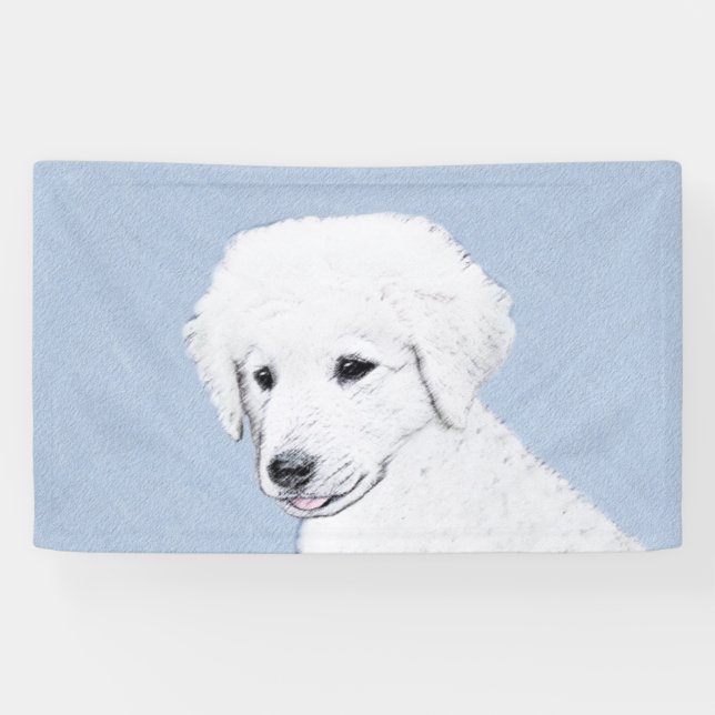 Kuvasz-Malerei - Niedliche Original Hunde-Kunst Banner (Horizontal)