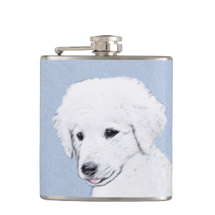 Kuvasz-Malerei - Niedliche Original Hunde-Kunst Flachmann