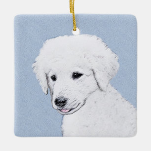 Kuvasz-Malerei - Niedliche Original Hunde-Kunst Keramikornament