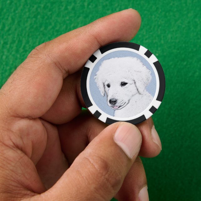 Kuvasz-Malerei - Niedliche Original Hunde-Kunst Pokerchips (Hand)