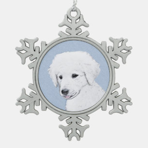 Kuvasz-Malerei - Niedliche Original Hunde-Kunst Schneeflocken Zinn-Ornament