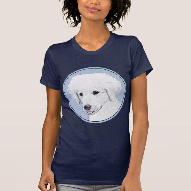 Kuvasz-Malerei - Niedliche Original Hunde-Kunst T-Shirt (Vorderseite)