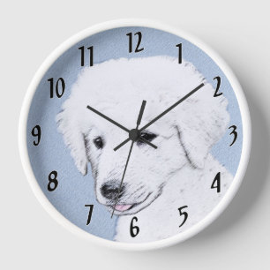 Kuvasz-Malerei - Niedliche Original Hunde-Kunst Uhr