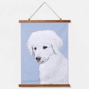 Kuvasz-Malerei - Niedliche Original Hunde-Kunst Wandteppich Mit Holzrahmen