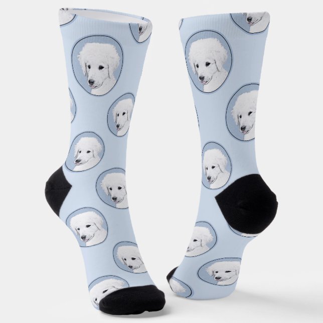 Kuvasz Malerei ungarischer Niedlicher Original Hun Socken (Gewinkelt)