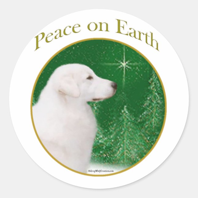 Kuvasz Peace Runder Aufkleber (Vorderseite)