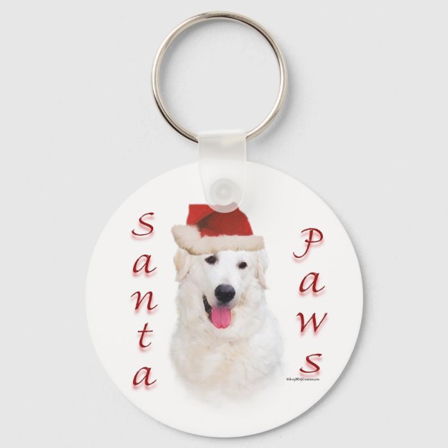 Kuvasz Santa Paws Schlüsselanhänger (Vorderseite)