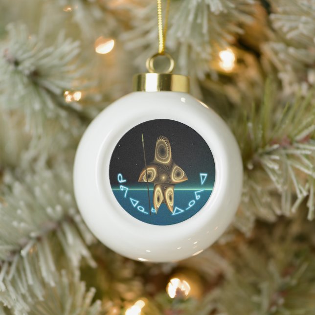 Kuvianak Innovia - Fraktal Inuit Hunter Keramik Kugel-Ornament (Baum)