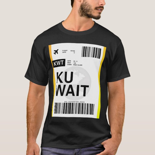 Kuwait Boarding Pass T-Shirt (Vorderseite)