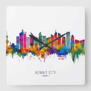Kuwait City Kuwait Skyline Quadratische Wanduhr