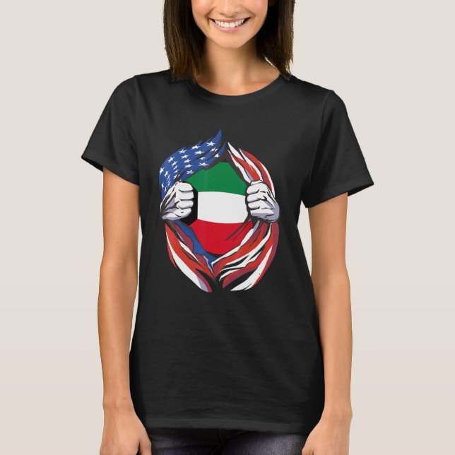 Kuwait Flag American Stolz auf mein kuwaitisches E T-Shirt (Vorderseite)