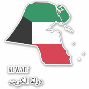 Kuwait Flag Charming Patriotic Map Aufkleber