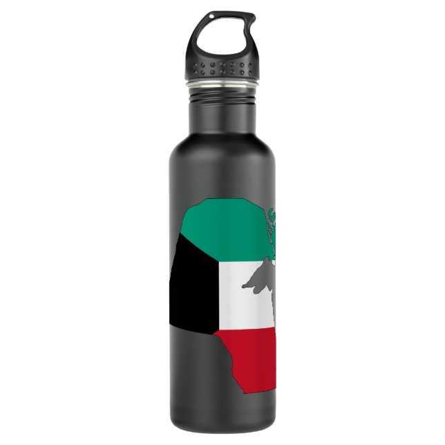 Kuwait-Flag-Karte Edelstahlflasche (Vorderseite)