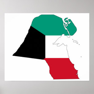 Kuwait-Flag-Karte Poster