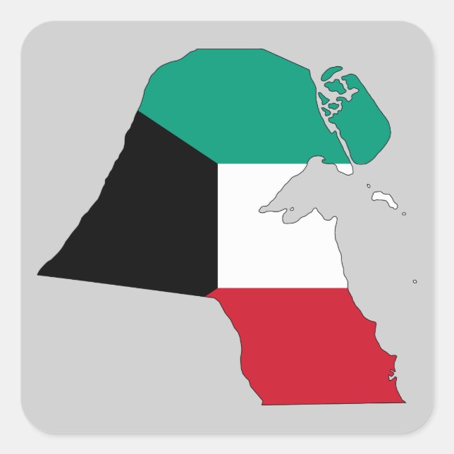 Kuwait-Flag-Karte Quadratischer Aufkleber (Vorderseite)