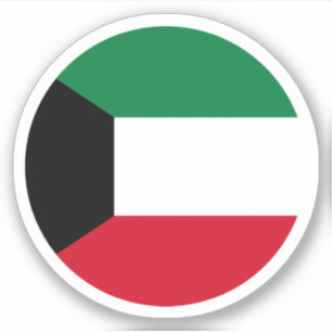 Kuwait Flag Round Sticker