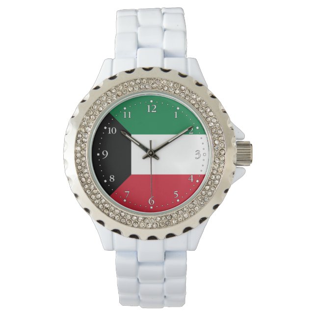 Kuwait-Flagge Armbanduhr (Vorderseite)