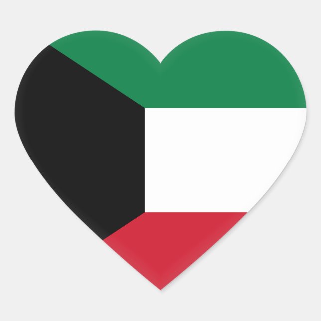 Kuwait-Flagge Herz-Aufkleber (Vorderseite)