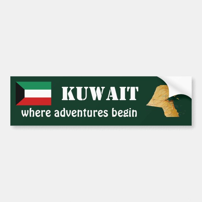 Kuwait-Flagge + Karten-Autoaufkleber Autoaufkleber (Vorne)