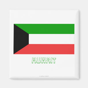 Kuwait-Flagge mit Namen Magnet